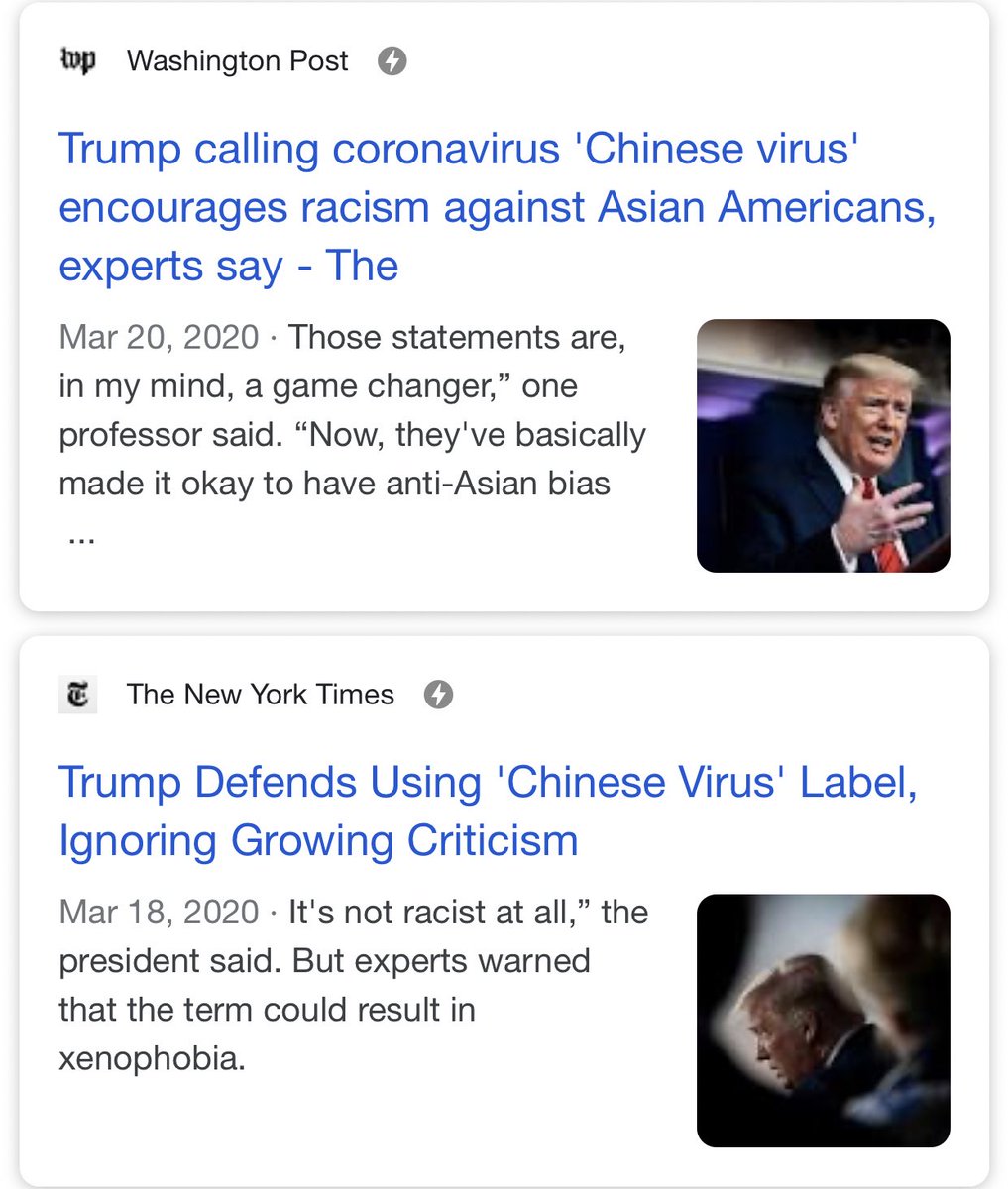 And just in case anyone wants to try to claim that Breitbart/Trumpworld are being sincere, take a look at how they’re talking about coronavirus. Breitbart has an entire section of articles labeled “Wuhan virus”, and Trump has a new derogatory nickname for the virus every week.