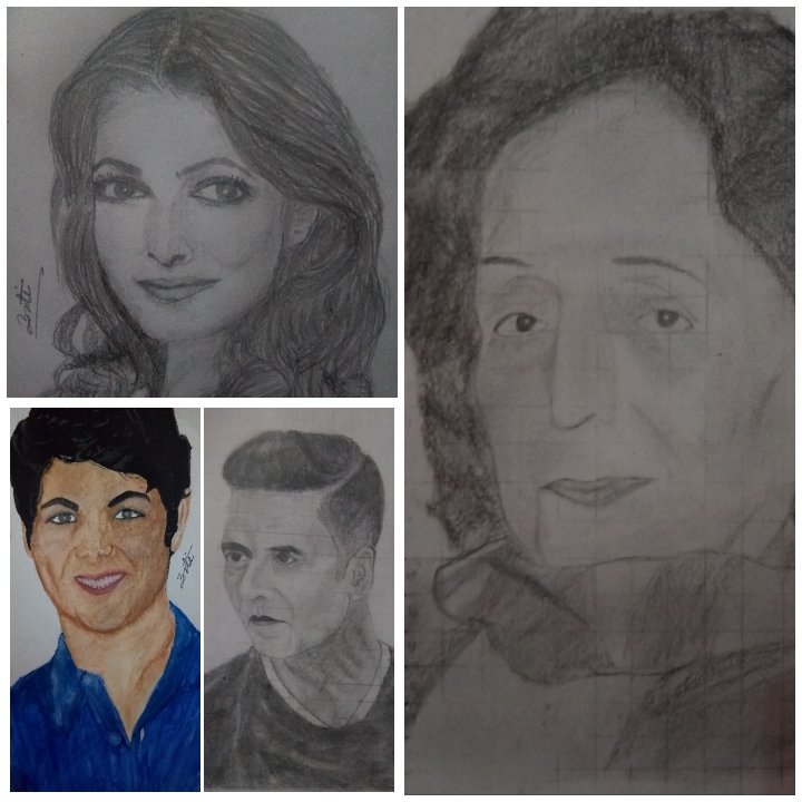 Artiakkian's tweet image. Portrait of @akshaykumar 's Family 😍 this is my initial drawings, did something good in lockdown 😍🤗 #lockdownpractice #arunabhatia @AKFansGroup