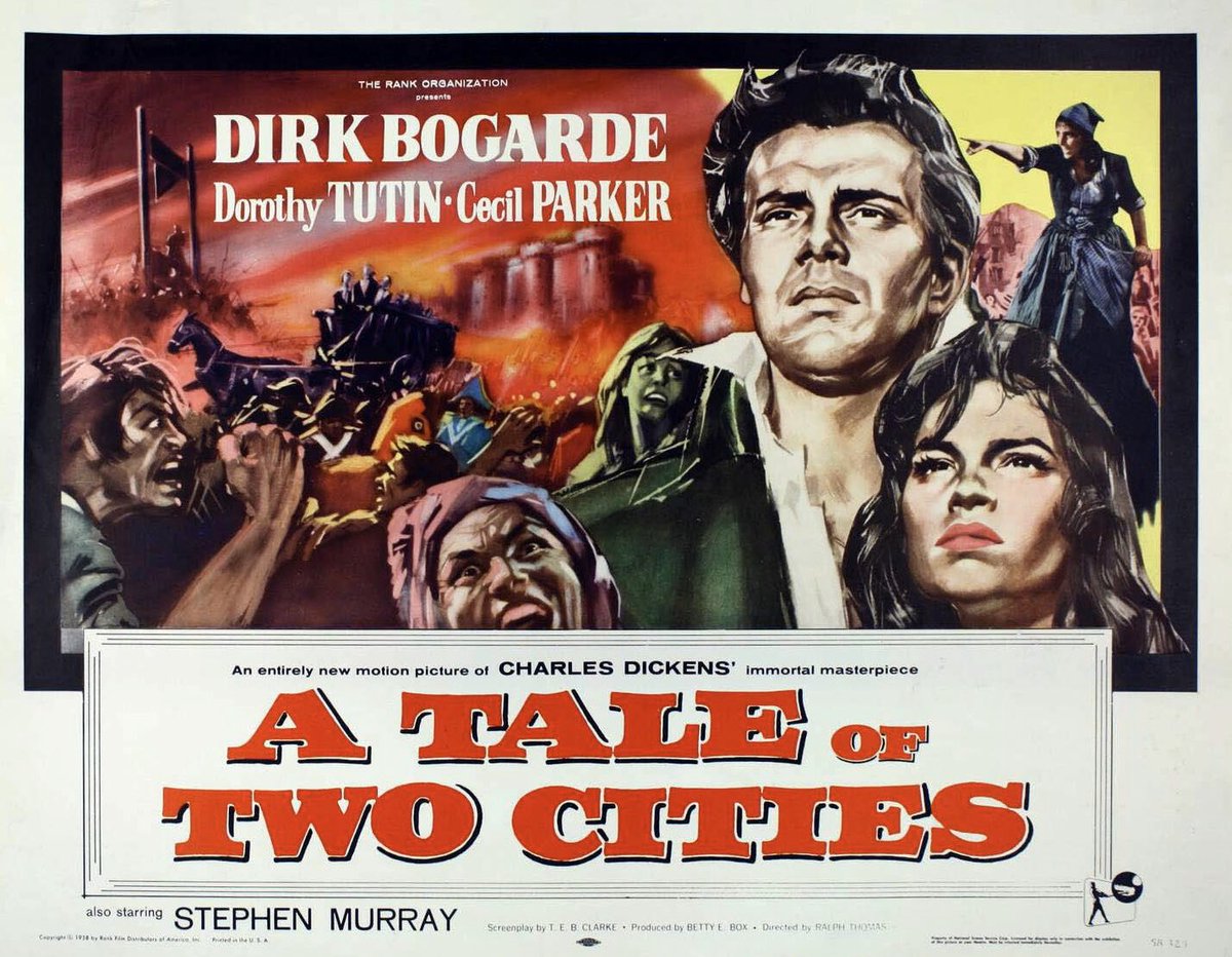 Dirk Bogarde stars in the Betty Box production of A Tale of Two Cities, screening @TalkingPicsTV from 11:05am. A true classic of #BritishFilm #BettyBox #RalphThomas #PinewoodStudios