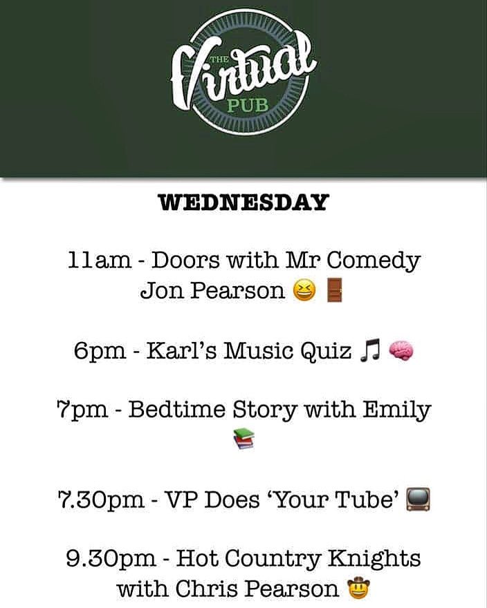 Wednesday @the_virtual_pub is looking like this. Join us on our Facebook page thevirtual.pub #hopeinnmeltonmowbray #facebooklive #musicquiz #quiz  #bedtimestories #musicvideos #bandvideo #djset #countrydj #dj #countrymusic #joinus #peace #love #immunity #ourcommunity