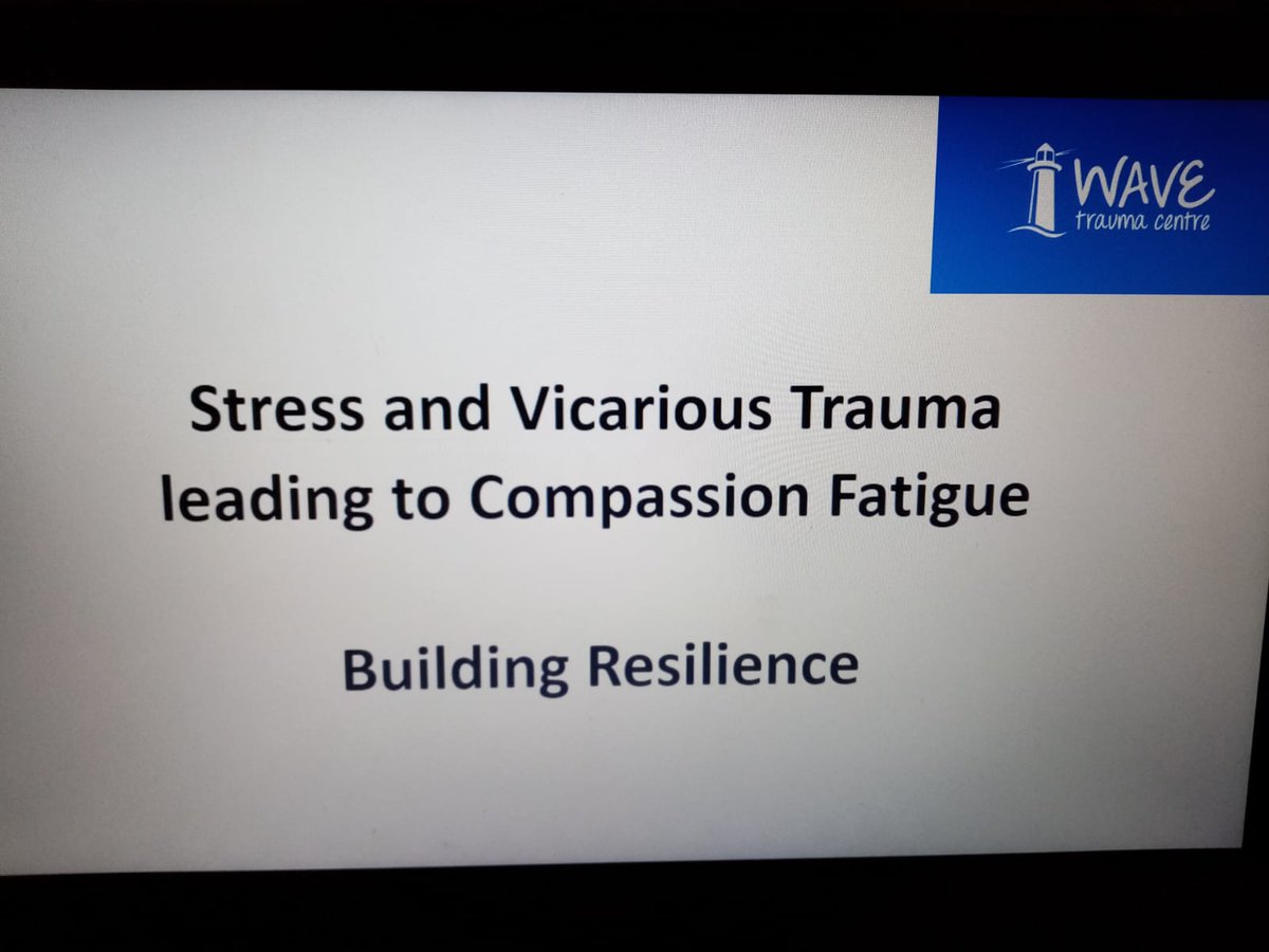 WAVETrauma's tweet photo. Trauma Education working hard today reminding a staff team of the importance of self care when working with a community emerging from conflict. Helping and caring can have an impact on us too. Setting the challenge down to look after ourselves. #wavetrauma #traumainformed https://t.co/d4EMK2h7wo