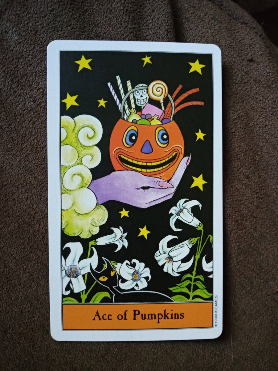 tigerlex333's tweet photo. Follow the black cat.
Halloween Tarot Deck
Ace of Pumpkins
A bounty of good and love is headed your way. Share it freely as Karma is watching.
#aceofpumpkins #wednesdayvibes #karma https://t.co/n7Fjr6lHqI