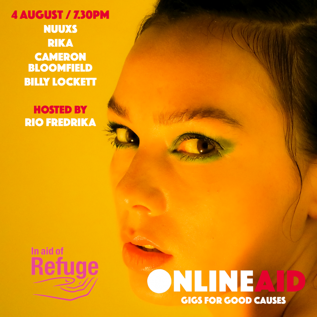 OnlineAid_'s tweet photo. UK charities are reporting a £12.4billion loss 😞 due to the coronavirus crisis.

@OnlineAid_ brings 4 musicians wanting to make a difference 🎗 

🎵@billylockett
🎵@cambloomfield
🎵@iamnuuxs
🎵@rikaofficial

⏰ 7.30pm
🗓 4 August
🎟 https://t.co/l4k3xm78Ce 👈 https://t.co/MSrNf6SYjn