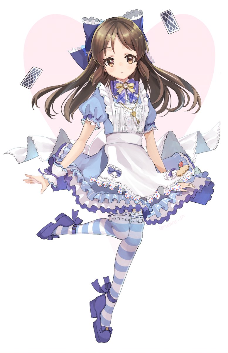 tachibana arisu 1girl solo bow brown hair frills apron dress  illustration images