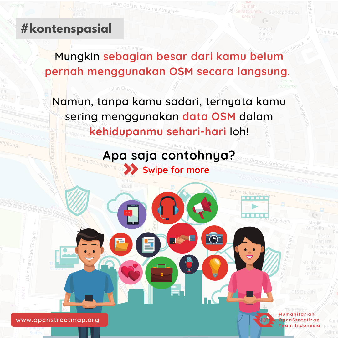 HOTOSM_ID's tweet photo. #kontenspasial 🌍 - [part 1]

Did you know that you have already used OpenStreetMap data in your daily life without realizing it?

Today, we will gives you facts that OSM data is being used in various mobile and web applications in your daily life. 👋🏼🇮🇩

#tutorial #OpenStreetMap https://t.co/e5Uc6VbsAr