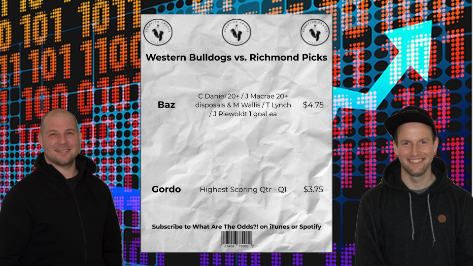 WATOsPod's tweet photo. 📋 💸 #AFLDogsTigers FEATURE BETS 💸 📋 

"The Boys" are helping you out this #COVID19 "Festival of Footy" w play-action on EVERY GAME! (Consider this a tester, we'll make sure they're all out pre-game from now on... Apologies)

PREVIEW #AFL R9a w WATOs?!: https://t.co/hd6N5gLeSg https://t.co/Nw4THkn9h8