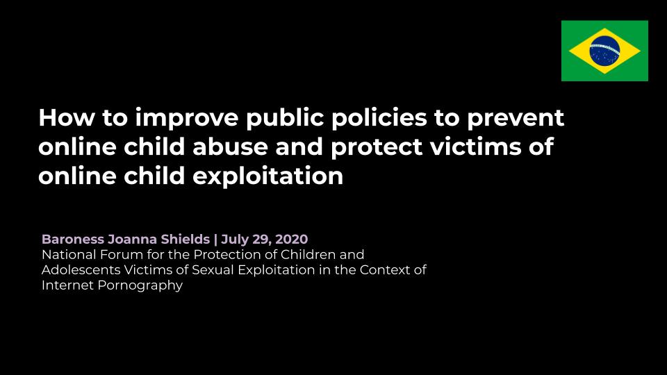 Honoured to open the Brazilian National Forum on child sexual abuse today to discuss the necessary steps that must be taken to protect children and adolescents from online child sexual abuse and exploitation - livestream here from 2pm BST youtube.com/watch?v=fW8Vsp… #OCSE <a href="/WeProtect/">weprotect</a>