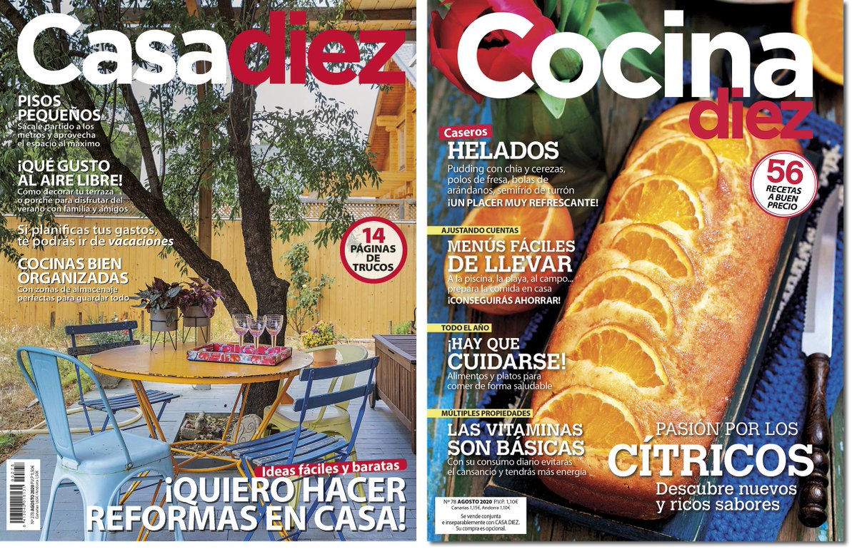 ¡Ya a la venta!
No te pierdas el nº de agosto de Casa Diez + Cocina Diez, viene cargado de las mejores ideas y recetas.
Y si quieres recibir cada mes la revista en tu casa, suscríbete aquí: bit.ly/3eUpbQa
#magazines #revista #decoracion #kiosco #Planes #verano