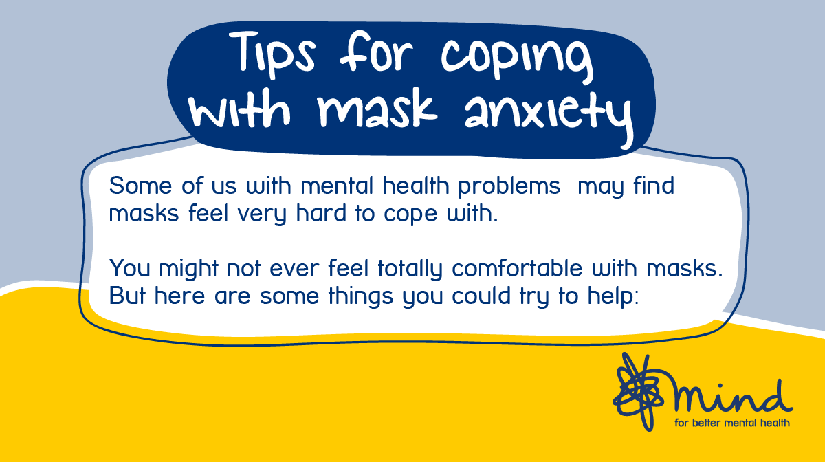 For those of us with mental health problems, some of us may find masks feel very hard to cope with. But there are things you could try to help make the experience more manageable. (1/5)