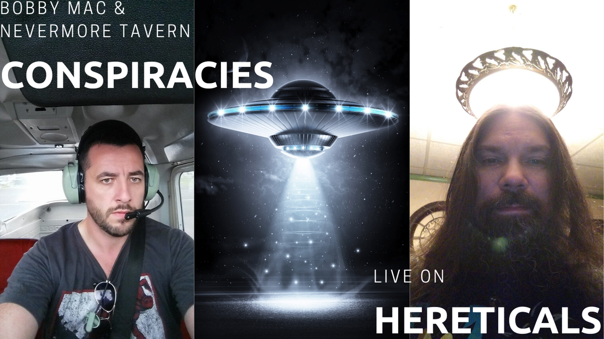 HereticalsChris's tweet photo. Conspiracies is back with Bobby Mac &amp; Jay @Darkerbrisingr  from Nevermore Tavern!

This week they tackle #OutOfShadows - is Hollywood run by Satanists? Find out tonight! Live in 90 minutes

https://t.co/O3YauoqLCv

#BobbyMac #Conspiracies #NevermoreTavern #JenSaidBobbyMacWasRight https://t.co/dmrkGXMgGr