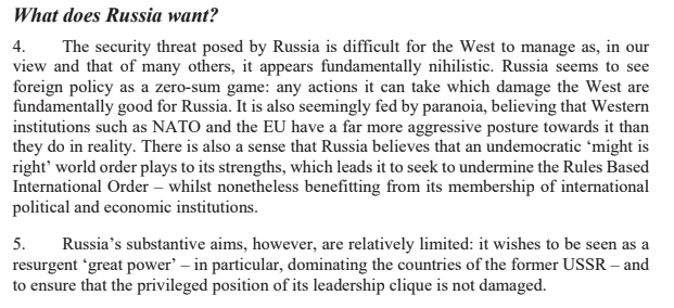 The ISC are pretty clear on the motivations of RU. Set against this, the behaviours we see make sense.