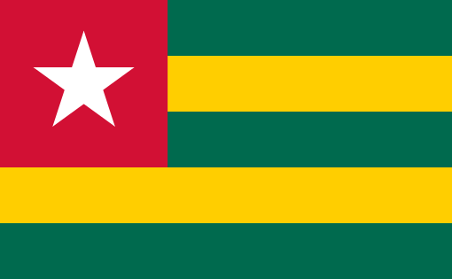 Togo. 7/10. Adopted in 1960. Typical pan-African colours, based on the former Liberian flag. Red represents the blood spilt by martyrs fighting for independence. The star is the star of hope. Green represents forests and agriculture. Yellow symbolises natural resources.