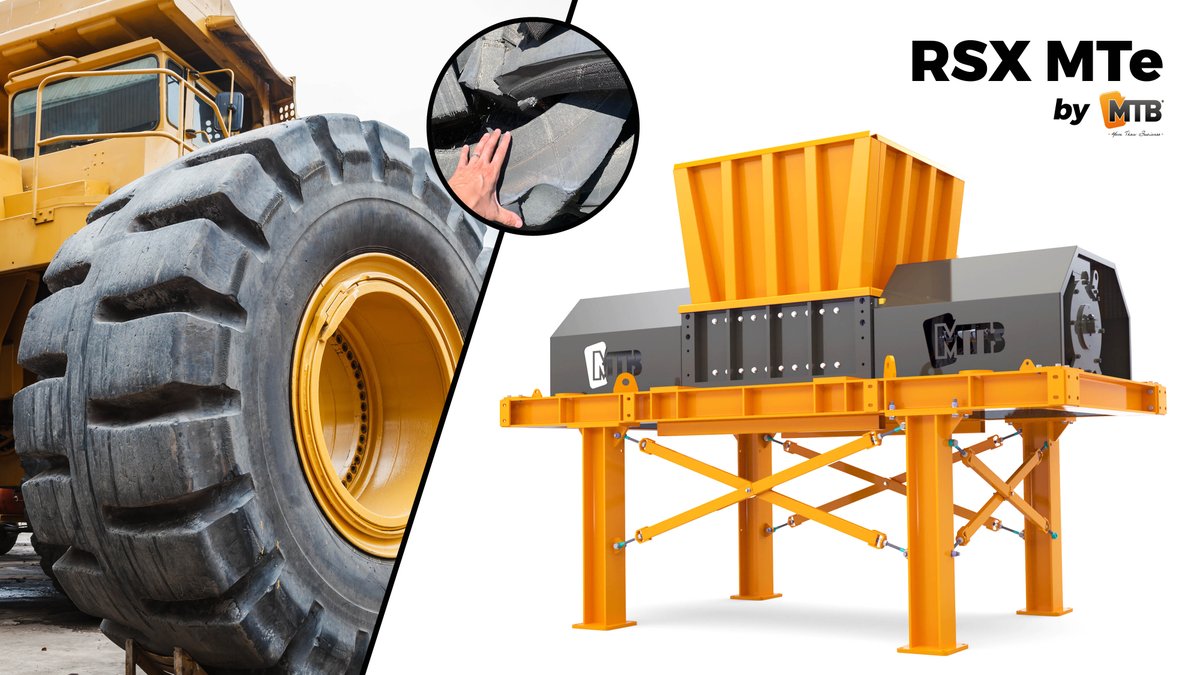 Shredding pre-cut mining tires is a hard job due to the thickness of rubber and the strong steel reinforcement meshes. <a href="/MTB/">mtb</a> has boosted its rotary shear model to create the RSX MTe version dedicated to this tough application.
#Recycling #MiningTires #Innovation #MoreThanBusiness