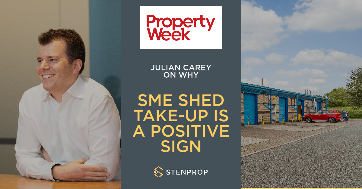 IndustrialsREIT's tweet photo. Our Managing Director, Julian Carey shares with @PropertyWeek his thoughts on why SME shed take-up is a positive sign. Read the full article here (subscription required) https://t.co/ZovafQqFfv #propertyweek #SME #industrials #stenprop #MLI https://t.co/RiG9P9756L