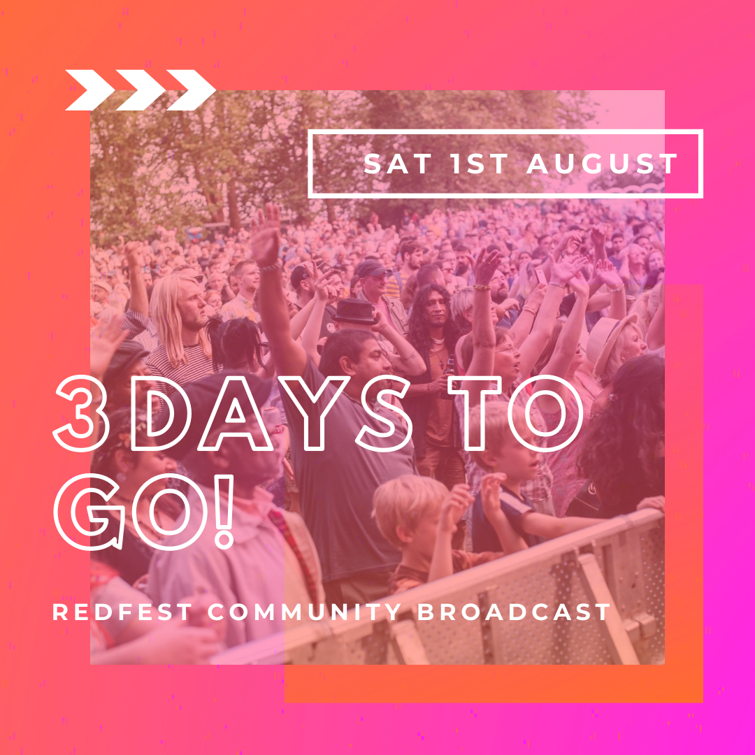 RedfestBristol's tweet photo. Join us in 3 days time for the Redfest Community Broadcast - Stream online at https://t.co/p5JiWxzPia or tune into @BCfmRadio on 93.2fm, from 10am - Midnight.
#redfest20 https://t.co/iQF2S3kR8A