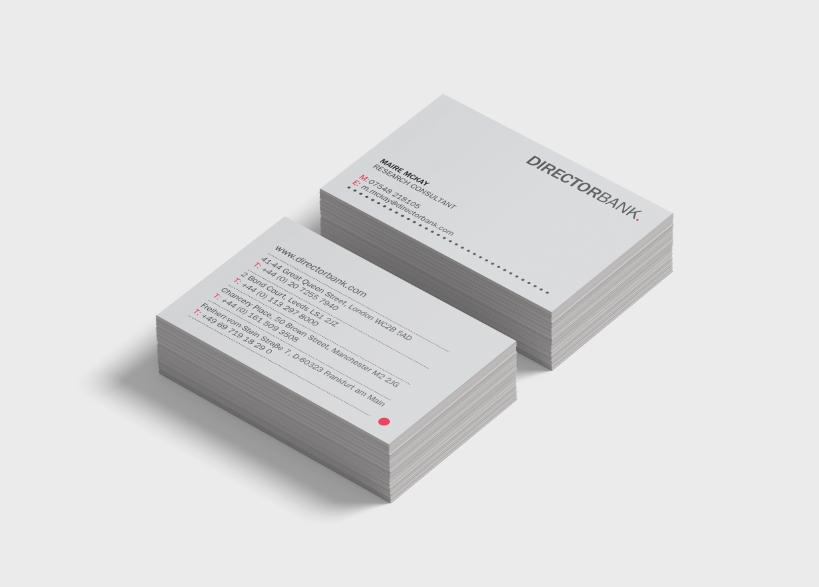 LeedsPrintingCo's tweet photo. Our most popular business card product is our Soft Touch Laminate. £30+VAT for 250 cards and even less for multiple names. Here are ones we produced for Directorbank. We can manage changes to employees' details for free once we have your design template #print #printing #leeds https://t.co/OGjeA8bzPH