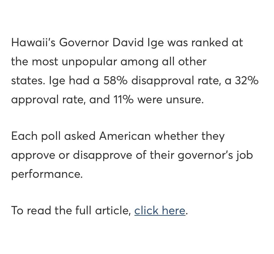 hapa_girl33's tweet photo. ICYMI: #DavidIge was voted the worst governor in the United States. The guy couldn’t even come in 49th place, no he had to shame Hawaii. His side kick Caldwell who advises Ige will be running for Governor. Tell them both NO THANK YOU. #SaveHawaii https://t.co/X3jUxaGx91