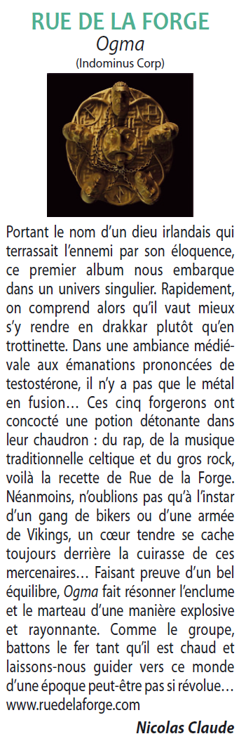 Merci à Nicolas Claude pour l'article dédié à Rue de la Forge dans le magazine Francofans ! Une chronique de qualité ! 🤘🤘 Magazine disponible en papier et numérique, n'hésitez pas à les soutenir ! 😉
#music #review #Francofans