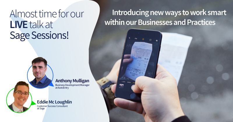 AutoEntry's tweet photo. It's almost time for our breakout session, "Introducing new ways to work smart within our Businesses and Practices" at #SageSessionsOnline. Don't miss out on these fascinating, insightful talks! 

@AM_AutoEntry @sageuk #Accountants #Bookkeepers https://t.co/VFn9km0F6w