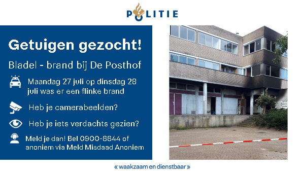 POL_OostBrabant's tweet photo. Maandag op dinsdag was er een flinke brand bij de #Posthof in #Bladel. We zoeken nu getuigen, dus heb je wat gezien? Meld het ons 👇

https://t.co/tFZMreu0kt via @Politie https://t.co/n9ZfGVoV3S