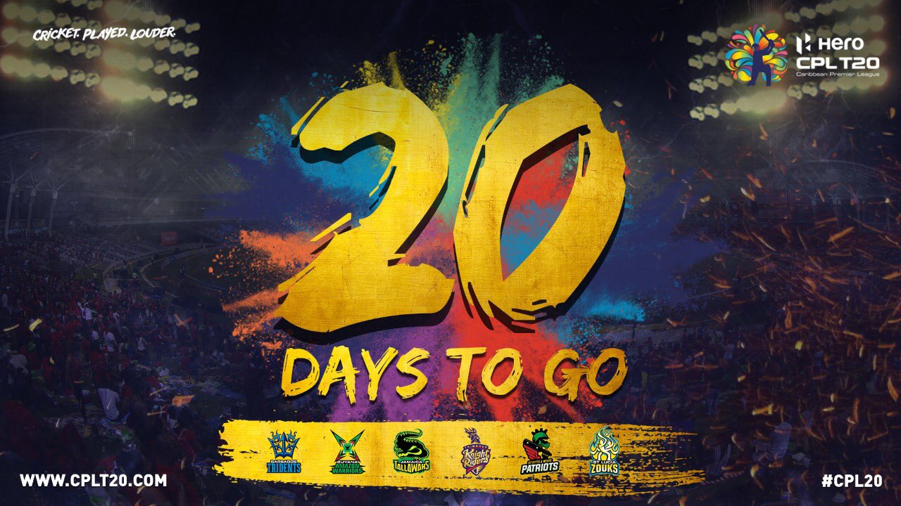 CPL T20 on X: "The countdown is on! Only 20 days to go!!! #CPL20  #CricketPlayedLouder #CricketIsBack https://t.co/PjJUoZ9lNZ" / X
