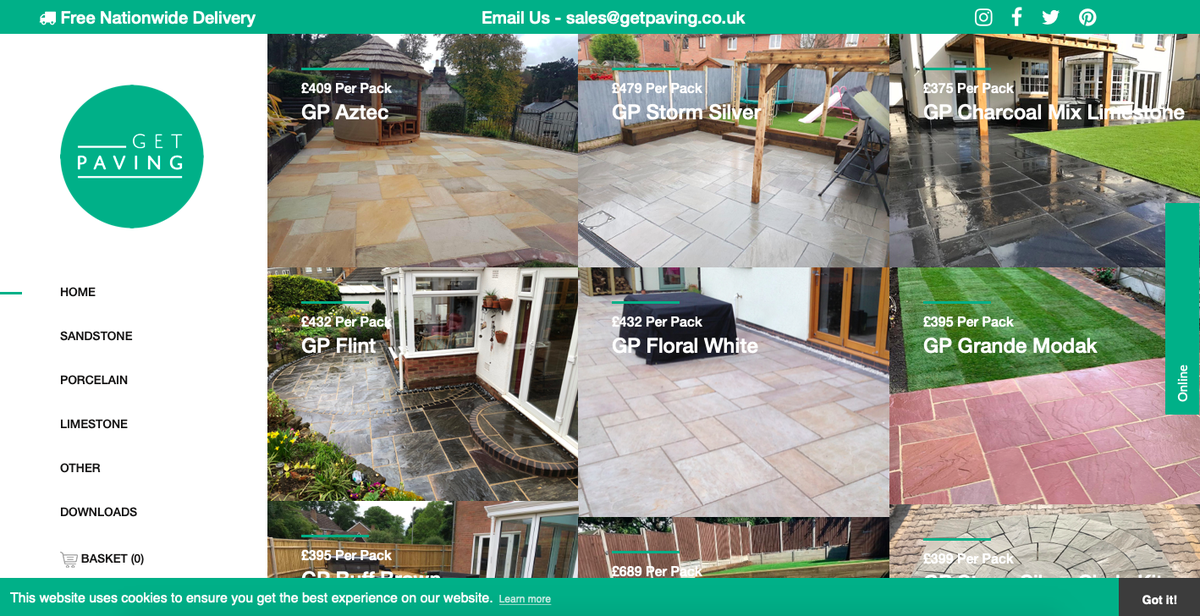 Get Paving is now LIVE. 

Please click on the link below to check out all we can offer you.

High quality product, high quality service and super fast free UK delivery.

getpaving.co.uk