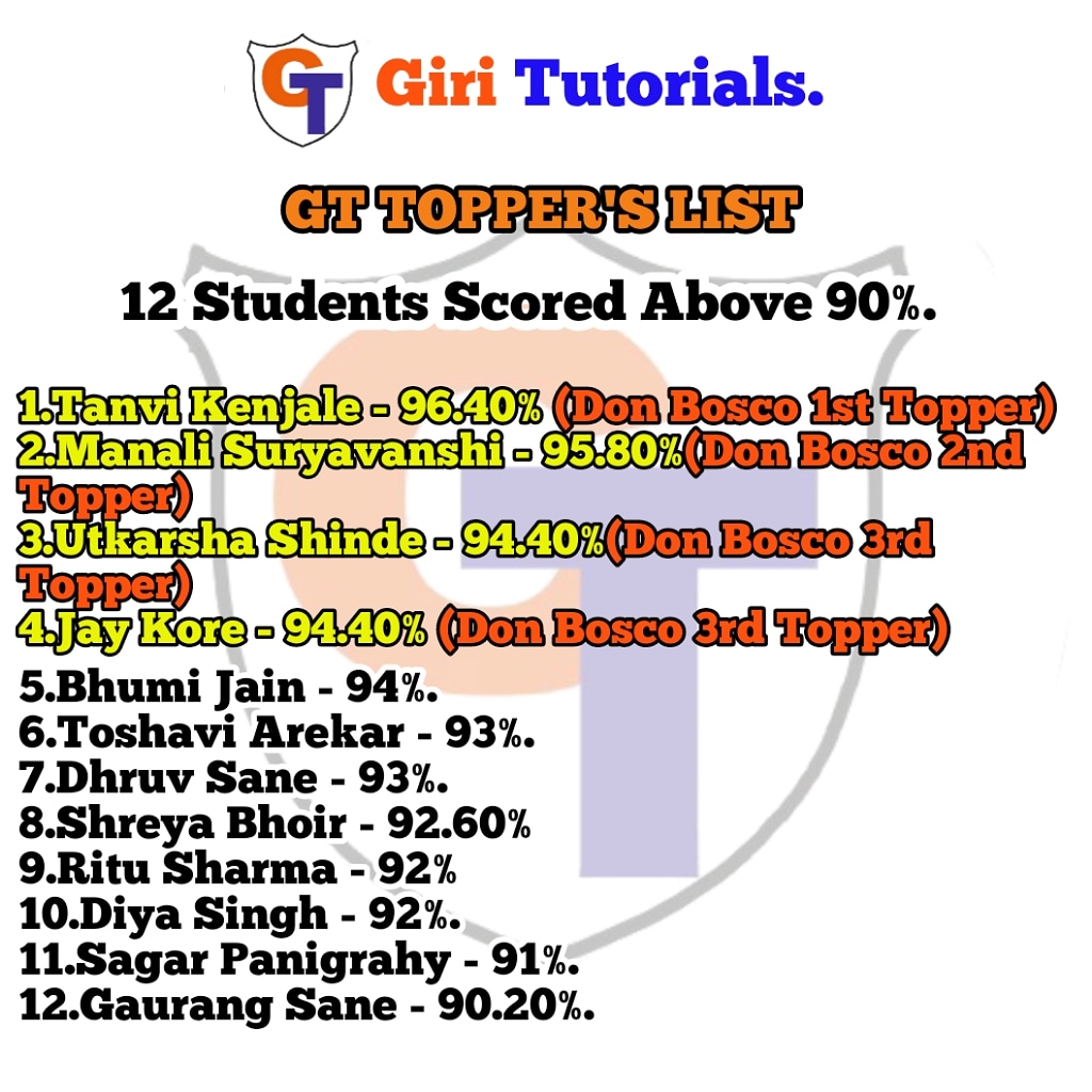 giritutorials's tweet photo. #giritutorials #toppers #maharashtraboard #12studentsscoredabove90
#sscexamination #sscresult2020 #ssctoppers #cmomaharashtra #PMOIndia #UddhavThackeray #educationministry #pokhriyal https://t.co/Cw655ghrPZ