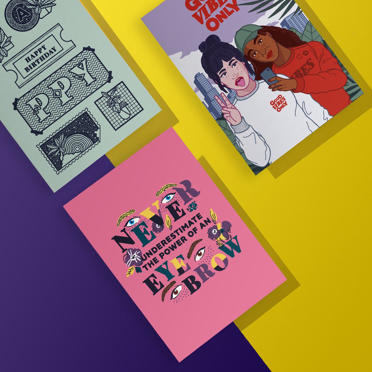 roarspectrum's tweet photo. Birthday, friendship or powerful brows 🤨, illustrated cards for many occasions. https://t.co/uuW6qrFaK5 😺🌈 https://t.co/aQSy5TO9Se