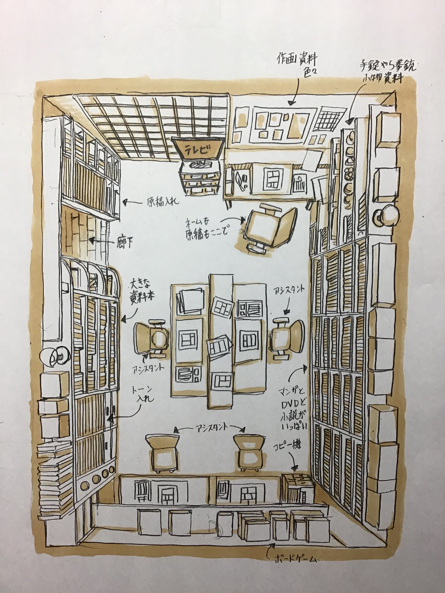 ট ইট র Tetsuo 乾良彦 マンガ家 あらためて漫画仕事場自己紹介 いつもこの部屋で朝7時 夜12時くらいまでラジオを聞きながら作業してます 締め切りが近づくと睡眠時間がどんどん減っていく