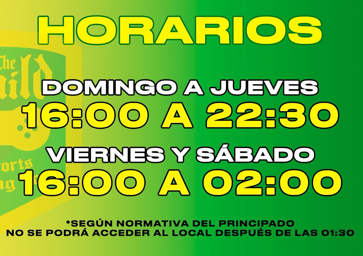 bartheguild's tweet photo. Por orden del Principado de Asturias y en aplicación a toda hostelería, los horarios de #TheGuild quedan así:
⏩Domingo a Jueves se mantiene el horario de 16:00 a 22:30
⚠️Viernes y Sábado cambia: cerraremos a las 02.00 pero no sé podrá acceder al local más allá de las 01:30. https://t.co/UxMqwFuChx