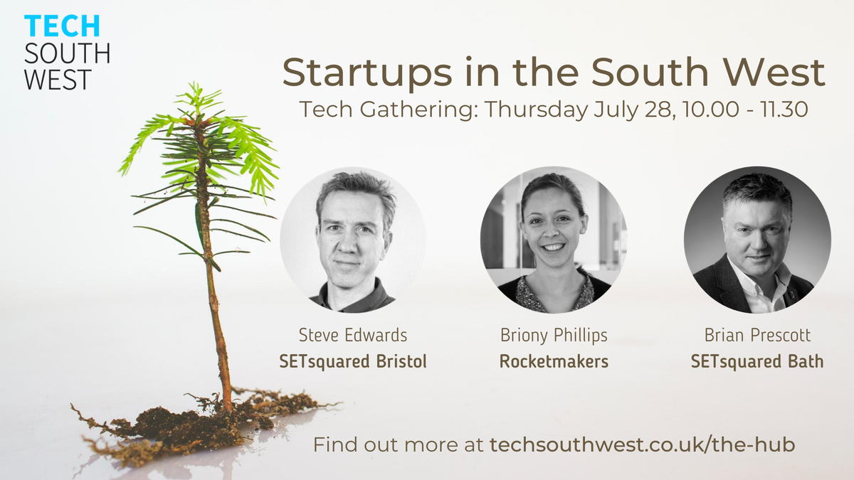 TechSWofficial's tweet photo. Join us at tomorrow's free Tech Gathering with startup experts Steve Edwards @SETsquared_Br, Brian Prescott @SETsquaredBath  and @BrionyPhi1 of @rocketmakers as we discuss the SW tech ecosystem, new ways of working and the opportunities ahead.

Book here: https://t.co/ARGAAsgI6W https://t.co/1WfRWFOsnk