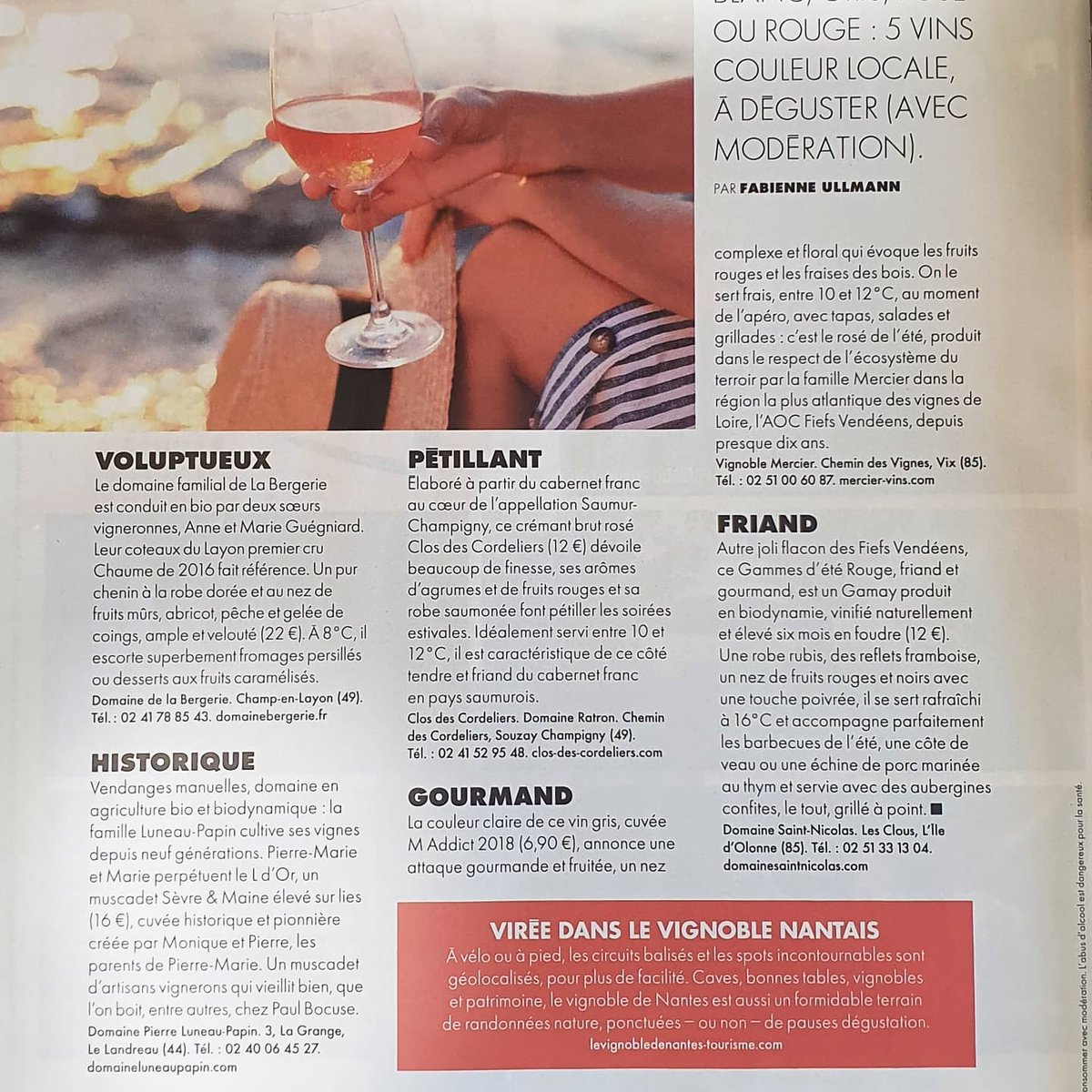 LuneauPapin's tweet photo. Et qu'est ce qu'on boit cet été ?
Elle Magazine a LA réponse ! 
Un grand Muscadet of course et L D'Or en particulier.
#ellemag #ete #ldor #luneaupapin #granite #muscadet #vin #bio #organicfarming #nantes #levoyageanantes #levoyagedanslevignoble https://t.co/caNpwfUxLh