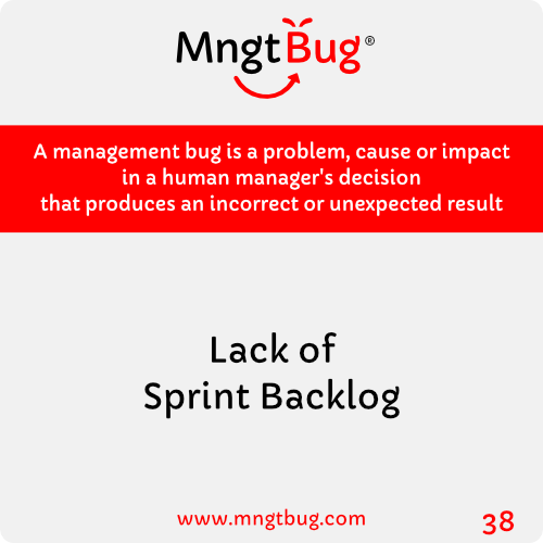 espinheirae's tweet photo. MngtBug 38: Lack of Sprint Backlog!
Do you know someone who needs this solution? 😉
Share with them!
#humanmngt #mngtbug #problemmapping #iaf_eme #facilitation #iaf_portugal #IAFacilitators #agile #agilemanifesto #scrum #kanban #management30 https://t.co/7M1hdjzT9M