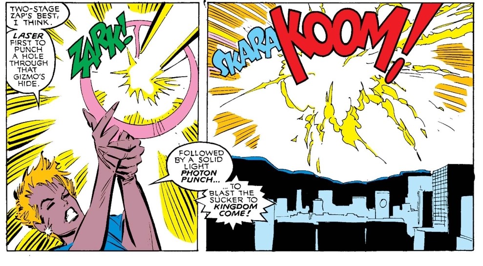This speaks, perhaps, to the element of camp, the joy of performing a gender role with enough irony to destabilize the binary. In evidence of non-conformity, when the villains strike, the X-Women swiftly and efficiently destroy them, like the big damn heroes that they are. 5/7