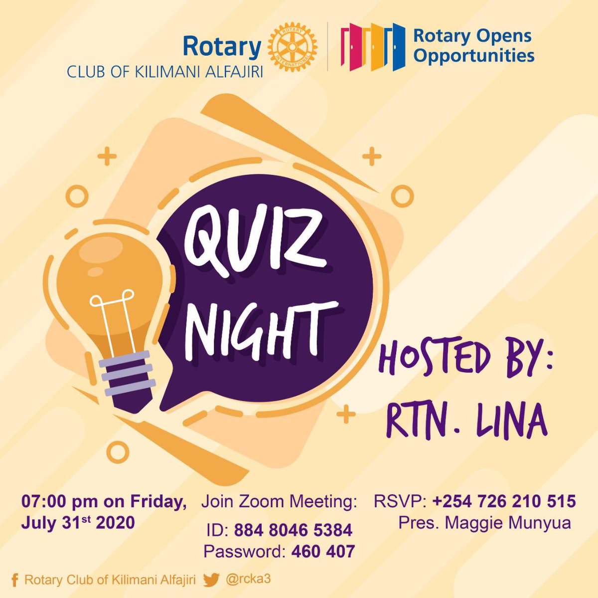 RCKAlfajiri's tweet photo. Join @RCKA3 this Friday for Quiz Night, as we reminisce about the good old days we weren’t even alive for. @maggiemunyua @PWKimiri @liwagi @NdiranguWanjuki @fkowido @CikuPhorey @ClaireWanjiku @OgadaAnditi @ikuae @jchex @Bettytwitts @OkiroMakena @Lumso @MizOneya @Gaitara https://t.co/G7vC6g5Lut