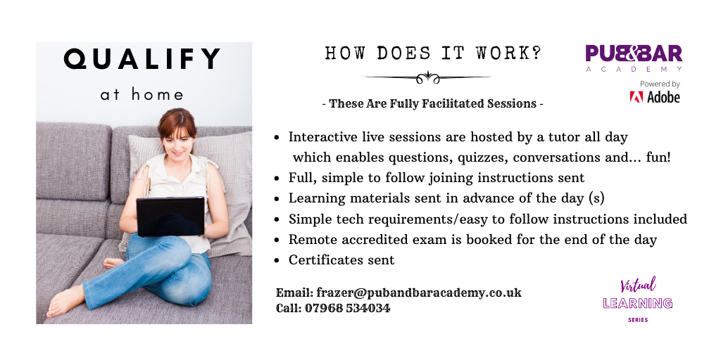 PubBarAcademy_1's tweet photo. Getting a few enquiries about how qualifying at home works.  Hopefully the graphic helps but please feel free to get in touch for more information. #qualifications #pub #bar #restaurant #hotel #peopledevelopment #hospitality https://t.co/awMkSQZ0Ki
