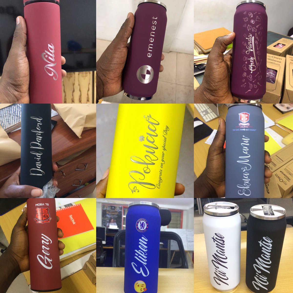 Your favorite Boss Flask companion!

So many beautiful colors to choose from😍. Which color is your favorite? Get one for yourself and or a loved one and have it customized.

Now selling at 60gh for one.

#233gifts #flask #giftideas #gifts #bottles #promo