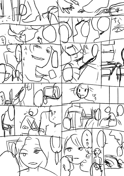そしてこれは普段漫画を描かない人間による4ページ分のネーム
プロットと照らし合わせないと何描きたいのか私もわからない 