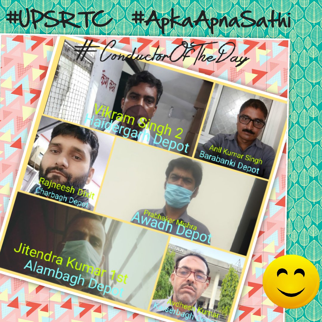 upsrtc_lko's tweet photo. #ConductorOfTheDay #Work&Praise Congratulations to Mr. Rajneesh Dixit, Mr. Prabhakar Mishra, Mr. Vikram Singh 2, Mr. Anil Kumar Singh, Mr. Ram Milan 2, Mr. Avdhesh Kumar, Mr. Jitendra Kumar for their great performance
#WorkDedication
#HardworksSweetFruit
#AlwaysReadyToHelpYou https://t.co/qRFL9Cht2k