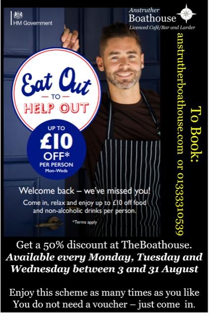 #EatOutToHelpOut #ansterboaty 50%off food and drinks * every Monday, Tuesday and Wednesday in August! #whywouldntyou?