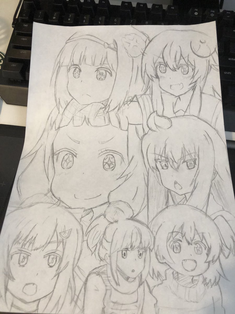 これが本当に最後のアナログ絵です、結構落書き感覚で好きなキャラを集めてった感じです! 撮り方適当だな #落書き #お絵かき #模写 