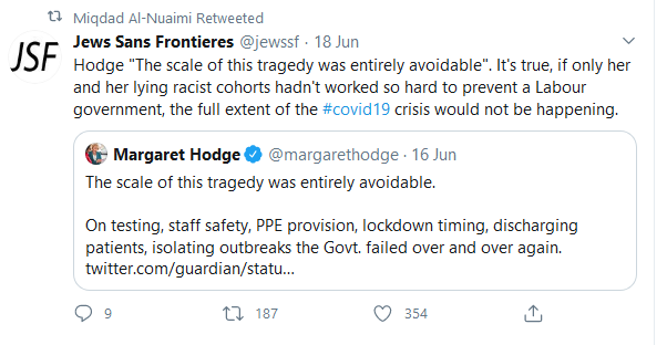 Back attacks on Margaret Hodge and her "lying racist cohorts" too.Mr al-Nuaimi seems unhappy in Labour these days. Perhaps he could join a different party. That would be very welcome. 9/9