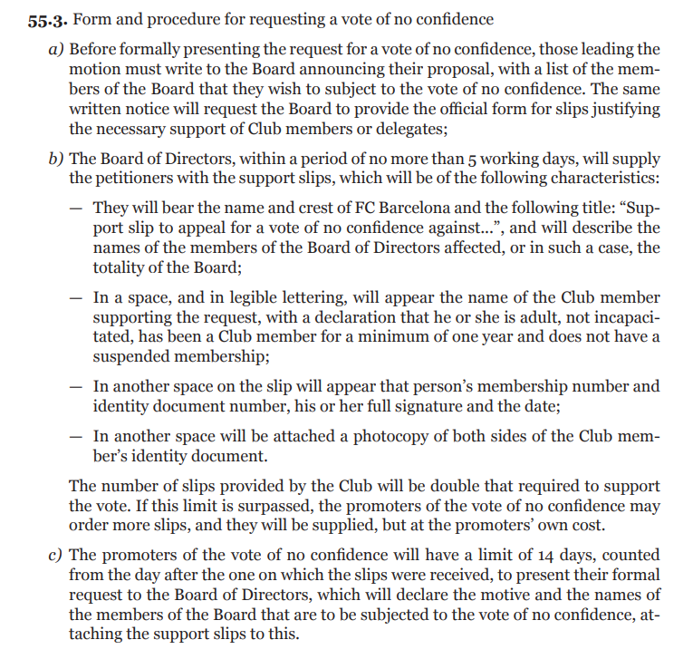Voici mnt l'article 55.3 concernant les détails de la motion et notamment la fiche à remplir (Fourni dans un délai de 5 jours par le club), traduction en français 