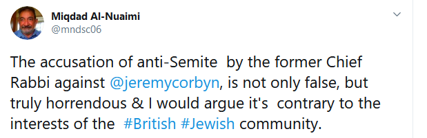 While the Chief Rabbi needs to mind his words. Al-Nuaimi is only trying to help Jews, you see. 8/9