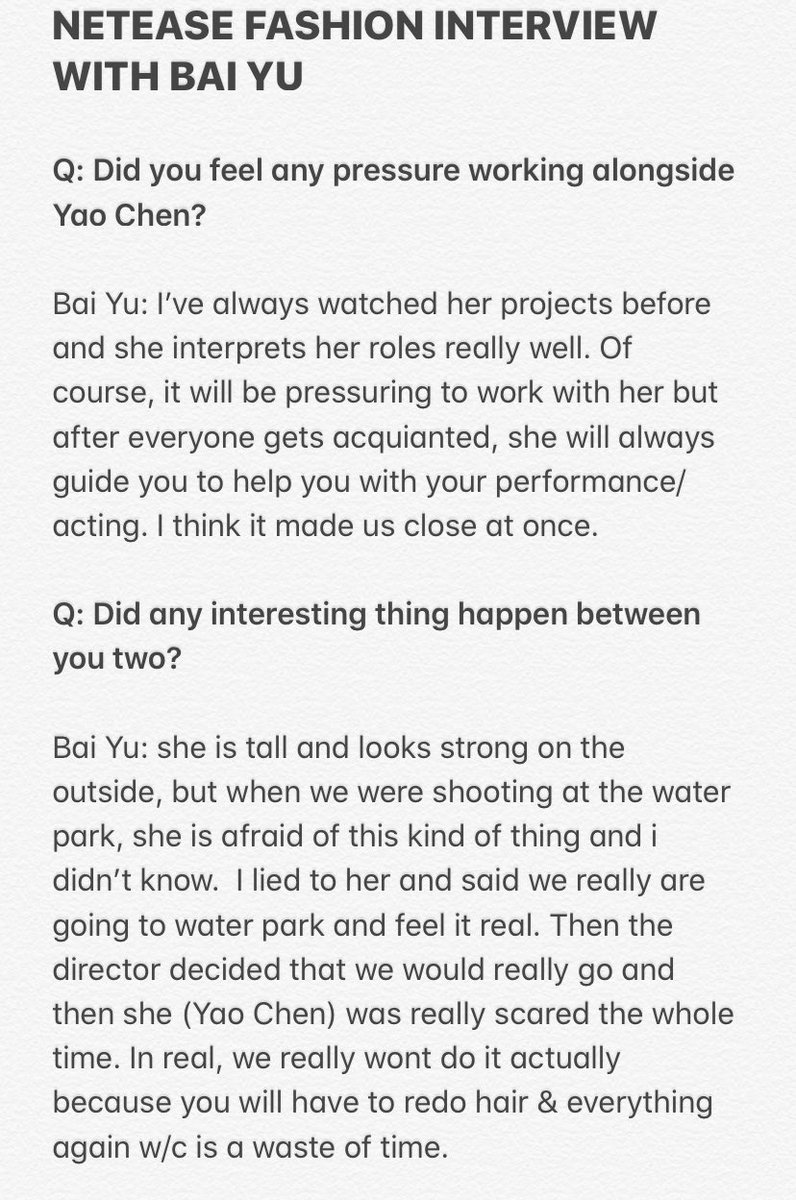 baiyumango's tweet photo. 200729 NETEASE Fashion interview with Bai Yu 😊😊😊 Q&amp;A full eng trans 🤙🏻

I summarized everything in one tweet. #BaiYu #白宇 https://t.co/LM4GbGf87i
