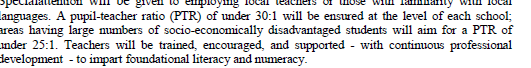 First big positive surprise courtesy  @SumiSukanya . A change in the PTR and the need for lower PTRs in areas with high numbers of marginalized students.