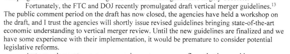 But we need to give the agencies a chance to apply new vertical rules in the tech industry, as Prof  @DanielDancrane, leading antitrust scholar, notes