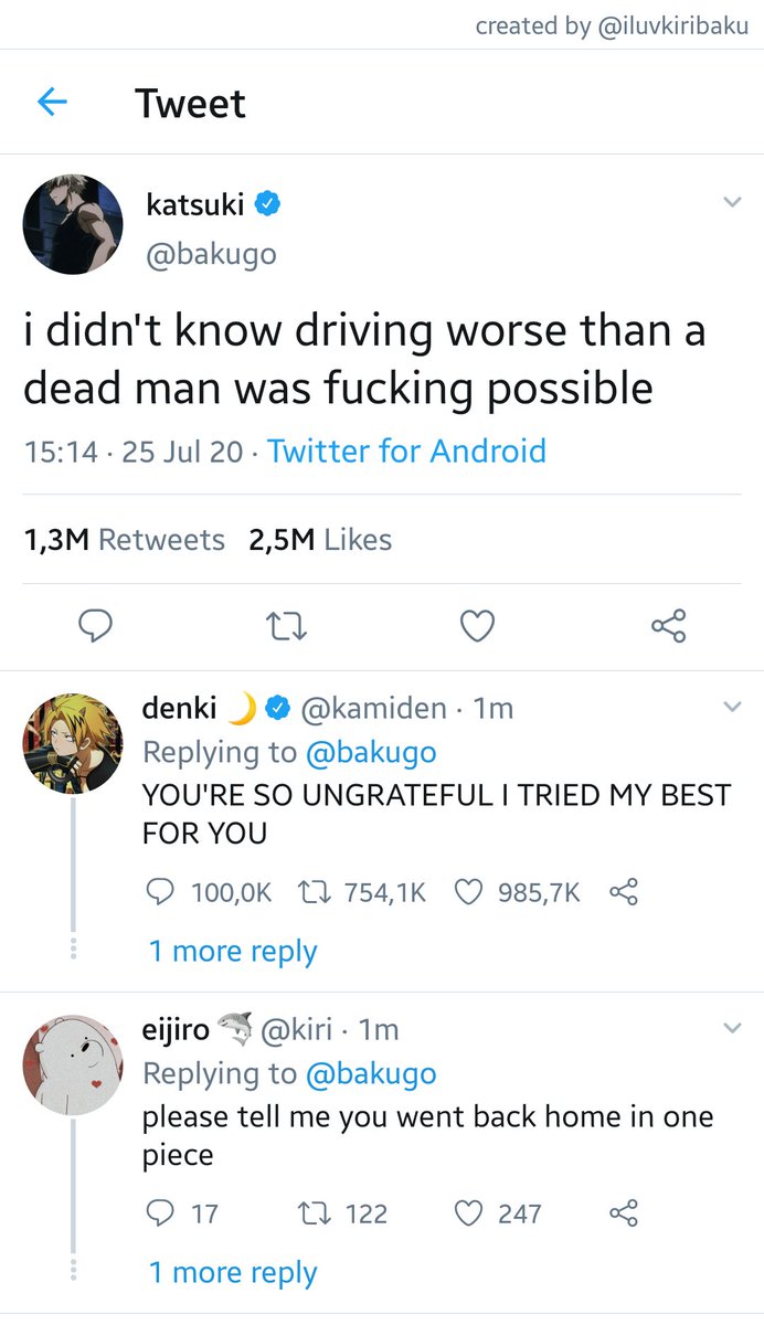 ✦ kiribaku judging their drivers