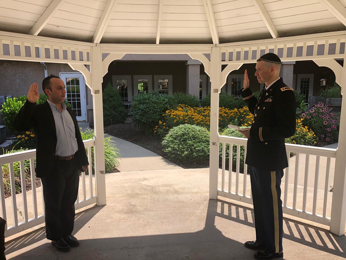 CareOneCares's tweet photo. Congratulations to CareOne at Teaneck’s Rabbi Yoseph Zarnighian, their Shabbos Rabbi, for being sworn in as an @usairforce Chaplain! Rabbi Yoseph Zarnighian is now officially a First Lieutenant. #airforce #teanecknj #trustinourcare https://t.co/HMyCINFrqB