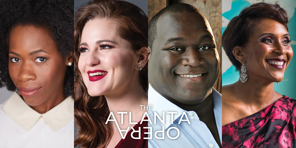 TheAtlantaOpera's tweet photo. The Atlanta Opera welcomes the talented Jasmine Habersham, @PiccolinaMarino, Reginald Smith, Jr. and @trevignestimbre for return performances in our reimagined season! https://t.co/AK6WZ0GULa #OperaReimagined #ATLOpera https://t.co/cvEdgQ2o3E